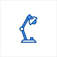 A blue lamp on a desk with a light bulb vector