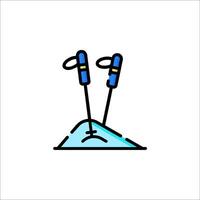 A pair of skis on top of a mountain vector