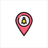 A pink pin with a lock icon on it vector
