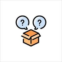 A box with question marks on it and two speech bubbles vector