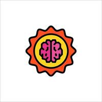 A brain icon in a sunburst vector