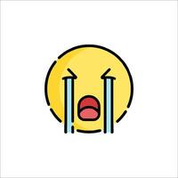 Emoji crying emoticon icon with tears vector