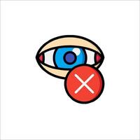 An eye with a red cross on it and a sign that says no vector