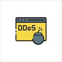 A computer with the word ddos on it vector