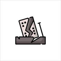 A broken building icon on a white background vector