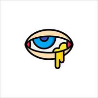 A cartoon eye with a dripping liquid on it vector