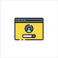 A yellow and black icon of a computer screen vector