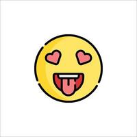 Emoji face with tongue and heart on white background vector
