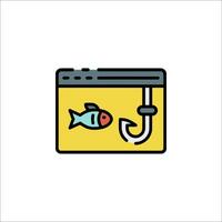 Fish hook icon on a computer screen vector