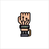A hand with a wristband on it and a clock vector
