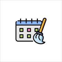 A calendar with a broom and a calendar icon vector