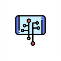 A smartphone with a circuit board icon vector
