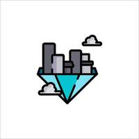 A diamond city icon with a skyscraper in the middle vector