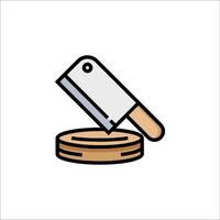 A knife on a plate icon vector