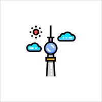 The tower is in the middle of a blue sky vector