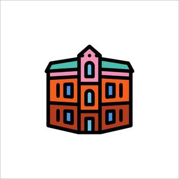 A colorful building icon with a window vector