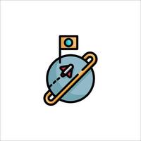 Planet earth with a plane flying over it vector