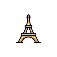 The eiffel tower is shown in a flat line style vector