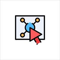 A red arrow pointing to a computer screen with a blue dot vector