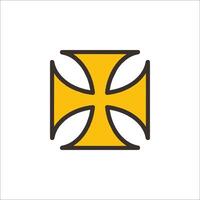 The symbol of the templar cross is shown in yellow vector