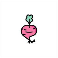 A cartoon beet with a green leaf on it vector
