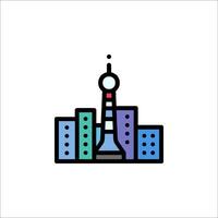 A city skyline with a tower and a clock vector