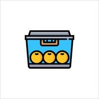 A box with oranges inside it on a white background vector