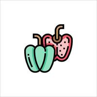 A pepper and a pepper with a slice of fruit on it vector