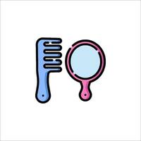 Hair comb and mirror icon illustration vector