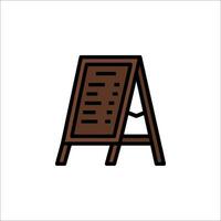 A menu board on a wooden easel icon vector