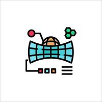 A colorful icon of a computer with a globe on it vector