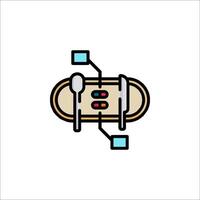 A flat line icon of a plate with a fork and spoon vector