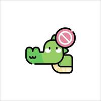 A cute green crocodile with a pink sign on it vector