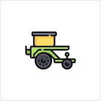 A green tractor with a bucket on the back vector
