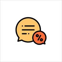 Chat bubble icon with a percentage sign vector