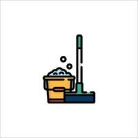 A mop and bucket icon on a white background vector