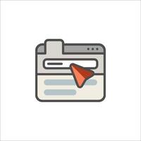 A web page with a red arrow pointing to it vector