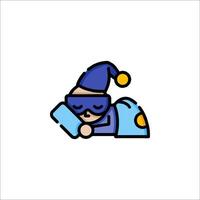 A cartoon character sleeping on a pillow vector