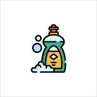 A bottle of soap and bubbles on a white background vector
