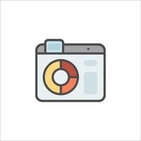 A photo of a computer with a pie chart icon vector