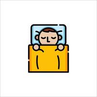 A cartoon man sleeping in bed with a blanket vector