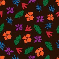 seamless pattern of different flowers on a brown background vector