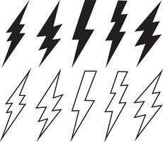 Lightning bolt icons set. vector