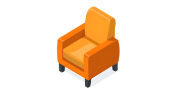 Modern Orange Armchair in Minimalist Design for Home Decor and Interior Design Projects png
