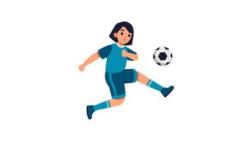 Energetic soccer player kicks a soccer ball in a dynamic video