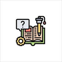 Question mark icon with a book and pen vector