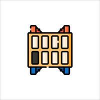 A cartoon box with a number of different colored squares vector