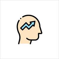 An icon of a head with an arrow going up vector