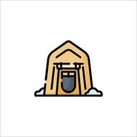 An icon of a small hut with a door vector