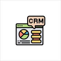 Crm icon with a speech bubble and pie chart vector